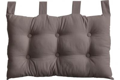 Coussin t&ecirc;te de lit en coton et pattes boutonn&eacute;es - VISON - 70 x 45 cm