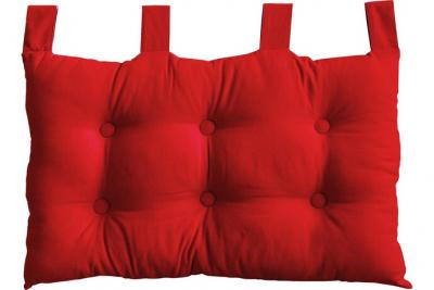 Coussin t&ecirc;te de lit en coton et pattes boutonn&eacute;es - Rouge - 70 x 45 cm