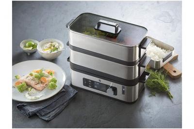 Wmf cuiseur vapeur &eacute;lectrique de 4,3L avec &eacute;cran LCD et minuterie 900W gris noir