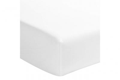 Drap housse blanc 100% satin de coton bonnet 40 cm 160x200 cm - Blanc