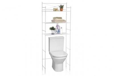 Etag&egrave;re de salle de bain MARSA, rangement pour WC/lave-linge, en m&eacute;tal laqu&eacute; blanc