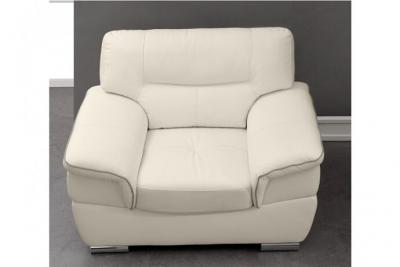 Vente-Unique Fauteuil en cuir THIBAULT - Ivoire