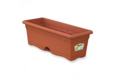Plastiken - Jardini&egrave;re avec plaque int&eacute;gr&eacute;e couleur terracotta 50x20cm