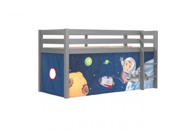 Vipack Bed, Scandinavian, Pine, and, Textile, Gris, Single