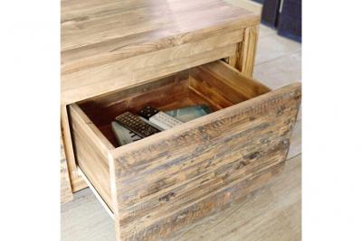 Table basse rectangulaire en teck recycl&eacute; massif 120 cm CARGO