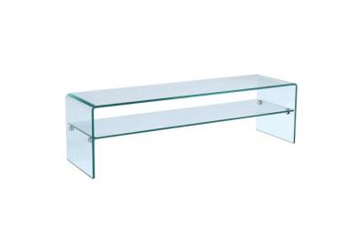 Meuble TV STILEOS - 1 niche - Verre tremp&eacute; - Transparent