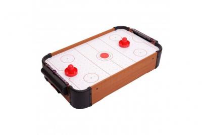 Mini air hockey hwc-j10, jeu de table air hockey avec accessoires, bois 56x30x10cm