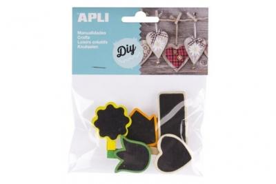 Apli Sachet De 5 Mini Pinces En Bois Ardoise - Formes Assorties