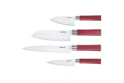 Set de couteaux japonais Cecotec Rouge, Acier