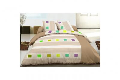 Parure housse de couette 220x240 cm 100% coton Cuby Beige