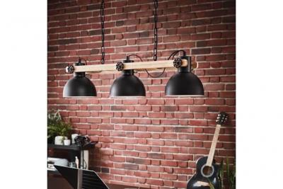 Lubenham plafonnier suspendu &agrave; 3 lampes &agrave; barre droite noir, marron