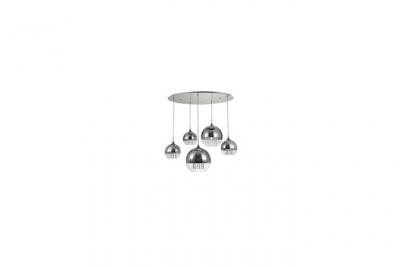 Fermi Suspension De Plafond Cluster Nickel Et Cristal, 5 Lumi&egrave;res, E27