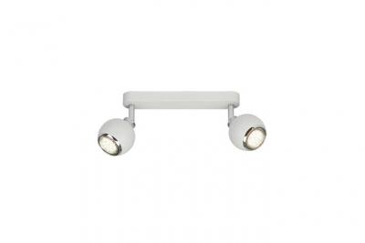 Brillant plafonnier led a 2 lumieres ina 2xgu10 3w blanc et chrome