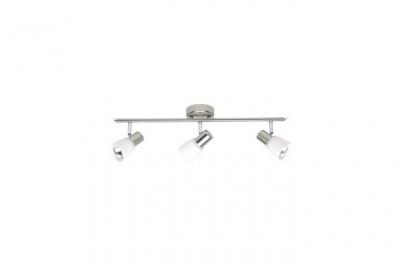 Brilliant plafonnier barre a 3 lumieres luca hauteur 15 cm e14 40w chrome et blanc