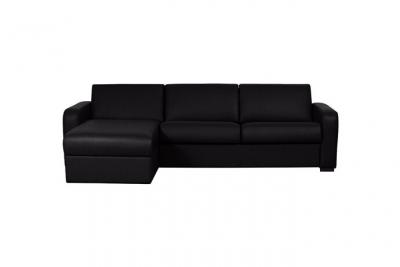 Canap&eacute; d'angle Convertible Express en Cuir Bevis - Noir - Angle Gauche