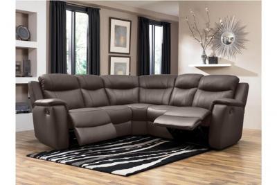 Vente-unique Canap&eacute; d'angle relax cuir EVASION - Marron