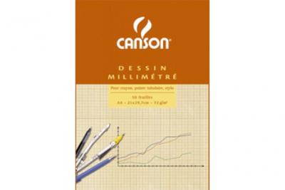 CANSON - Bloc 50 feuilles de papier millim&eacute;tr&eacute; bleu A3 - 90g/m&sup2;