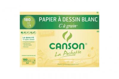 Pochette de papier &agrave; dessin 12 feuilles A4 125g/m2 blanc