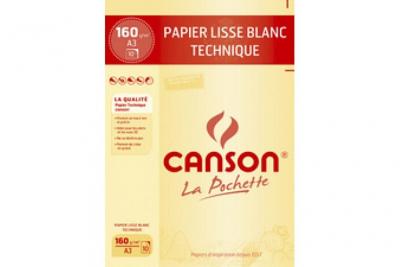 Canson Papier lisse blanc Lavis technique, A3, 160 g/m2 - Lot de 2