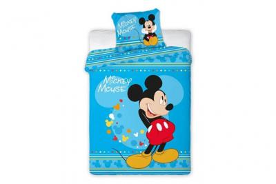 Parure de lit r&eacute;versible - Mickey qui marche - 140 cm x 200 cm - Bleu