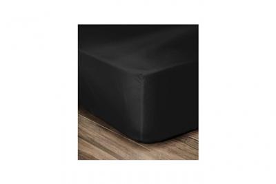 LOVELY HOME Drap Housse 100% coton 90x190x30 cm noir (Lot de 2)