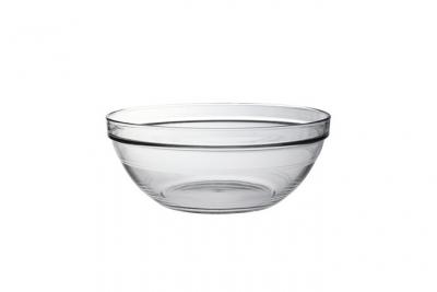 Saladier empilable 3,45L en verre tremp&eacute; r&eacute;sistant transparent