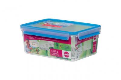 Bo&icirc;te rectangle Clip & Close bleu avec &eacute;gouttoir 3,7 L Emsa
