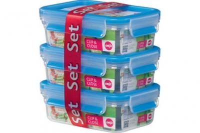 Emsa emsa bo&icirc;te de conservation clip & close kit de 3, 1,0 l bleu noir