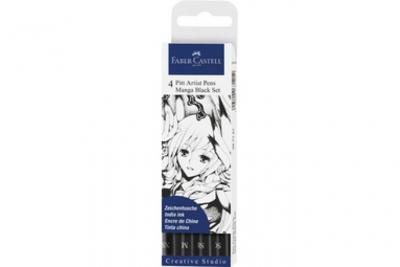 Set de 4 Feutres Faber-Castell Pitt Artist Pens Manga Noir
