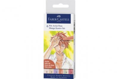 Set de 6 Feutres &agrave; l&rsquo;encre Faber-Castell Pitt Artist Pens Manga Kaoiro