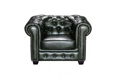 Fauteuil chesterfield brenton 100% cuir de buffle - vert empire