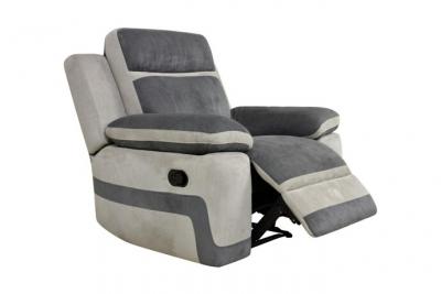 Fauteuil relax en microfibre anthracite et bandes gris clair TALCA
