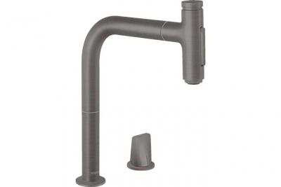 Hansgrohe - mitigeur cuisine 2 trou s 200, douchette extract. 2 jets, sBox noir chrom&eacute; bross&eacute;