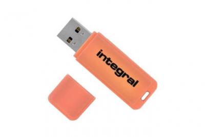 Integral Neon - Cl&eacute; USB - 64 Go - USB 3.0 - orange