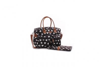 Kidzroom Sac &agrave; langer coeurs blancs/noirs, noir 