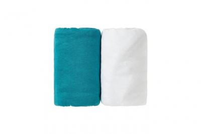 Lot De 2 Draps Housse Bleu Tropical / Blanc 70 X 140 Cm - Babycalin