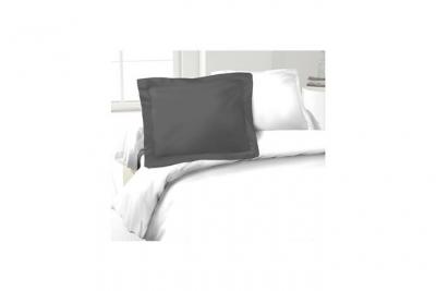 LOVELY HOME Lot de 2 Taies d'Oreillers 100% coton 50x70 cm gris fonc&eacute;