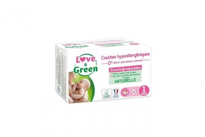 LOVE&GREEN Couche hypoallerg&eacute;niques x44 taille 1 naissance 2&agrave;5kg