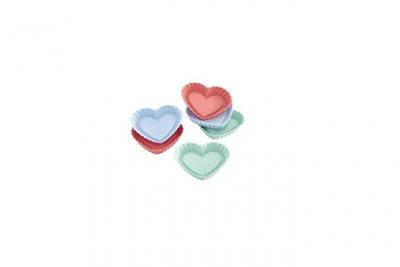 LURCH Lot de 6 mini moules a flans - Coeurs -Pastel