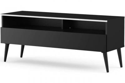 Meuble tv 1 porte 2 niches bois noir yvanna 120 cm