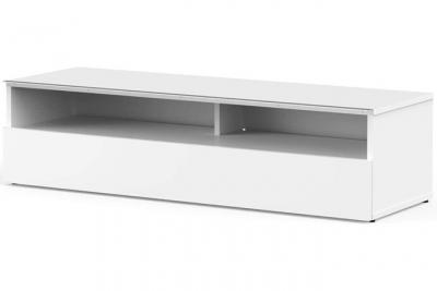 Meuble TV m&eacute;lamin&eacute; blanc 2 niches 1 porte Las Vegas 120 cm