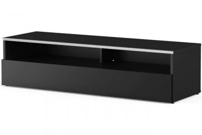 Meuble TV 2 niches 1 porte m&eacute;lamin&eacute; noir New York 120 cm