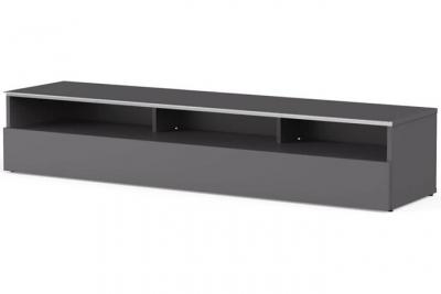 Meuble TV 3 niches m&eacute;lamin&eacute; gris Los Angeles 160 cm