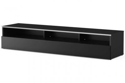 Meuble TV 3 niches 1 porte m&eacute;lamin&eacute; noir New York 160 cm