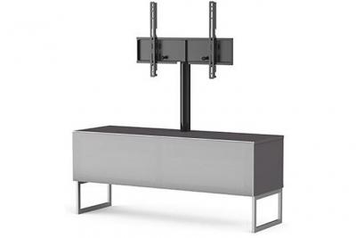 Meuble tv avec support &eacute;cran tissu et bois gris pappy 120 cm