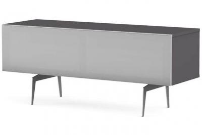 Meuble tv bois et tissu acoustique gris daphn&eacute; 120 cm