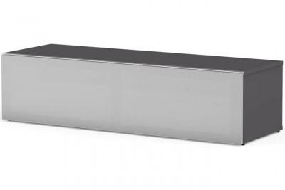Meuble TV tissu acoustique et m&eacute;lamin&eacute; gris Philladelphie 160 cm