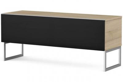 Meuble tv tissu acoustique noir et bois clair bologna 120 cm