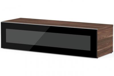 Meuble tv verre infrarouge noir et bois fonc&eacute; chicago 160 cm