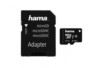 Hama Micro sdxc 64 gb classe 10 uhs -i 80 mb/s + adaptateur/mobile